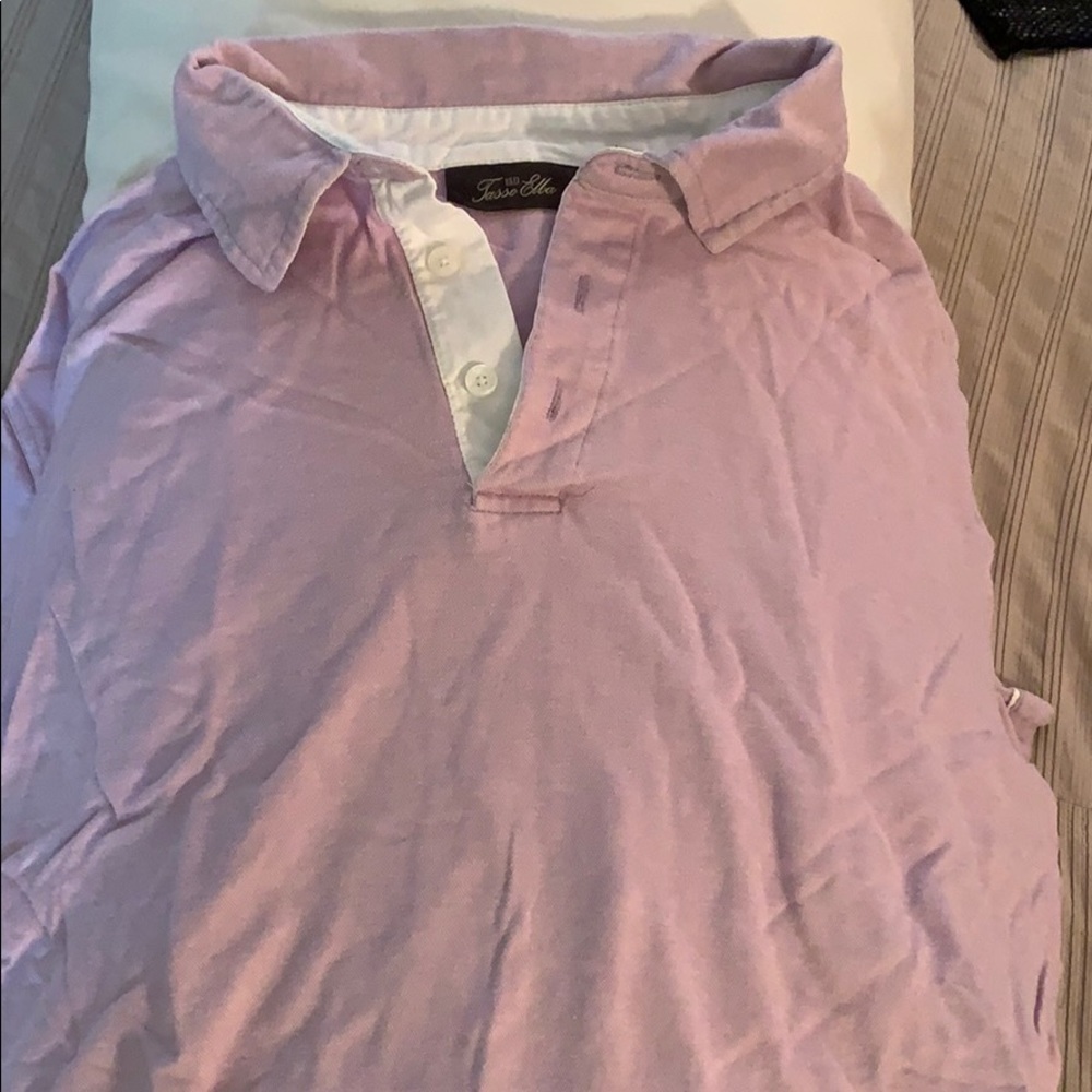 Tasso Elba lavender L shirt with white trim